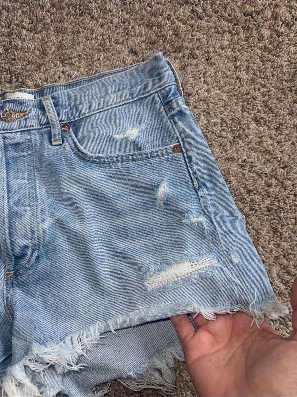 Agolde distressed Parker 100% cotton shorts size 27 - Picture 3 of 8